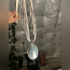 Silver and Purple Pendant Necklace